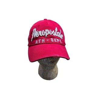 Aeropostale Red Distressed Baseball Cap Y2K Streetwear Retro Vintage Dad Hat S/M